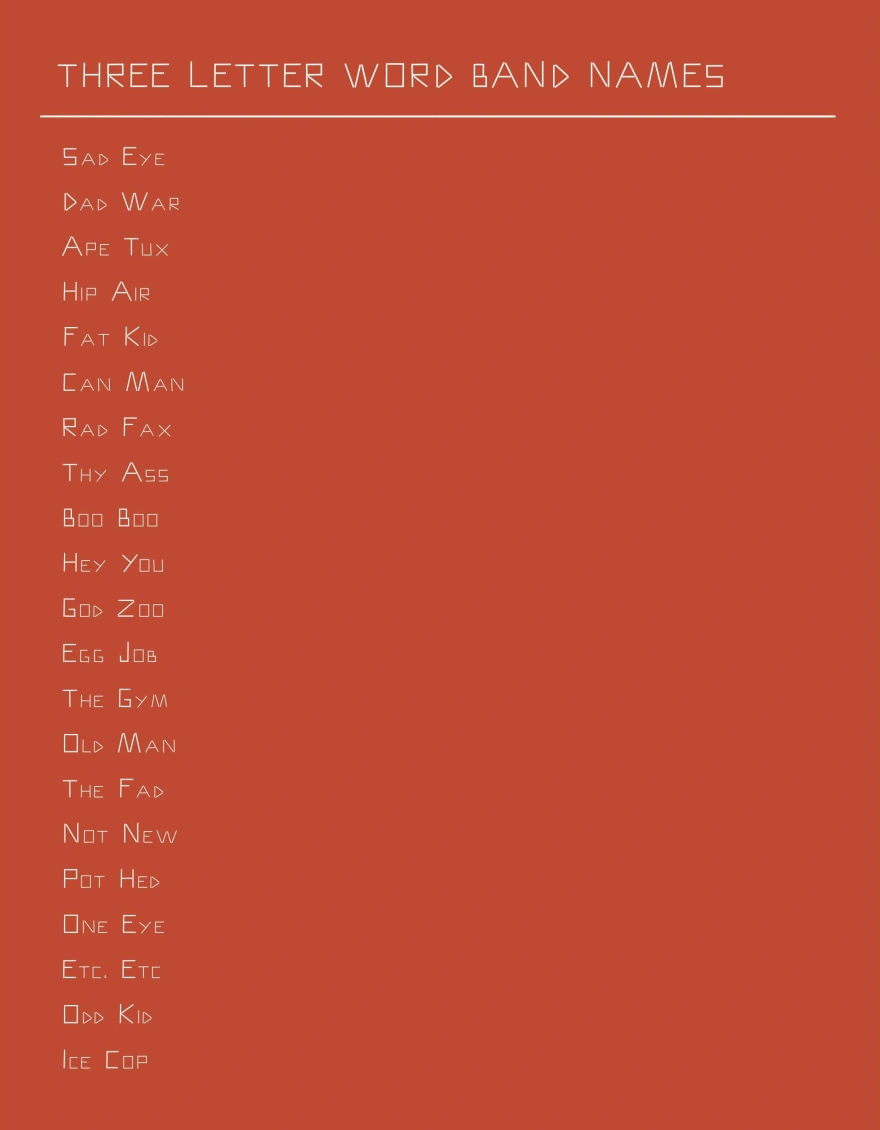 Three Letter Band Names by Scott Reader